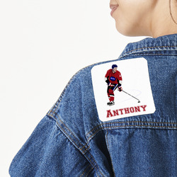 Hockey 2 Twill Iron On Patch - Custom Shape - Large (Personalized)