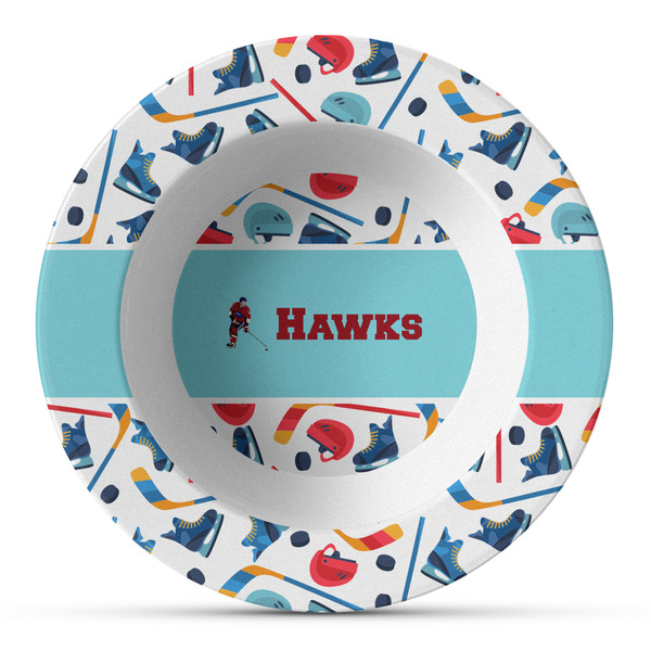 Custom Hockey 2 Plastic Bowl - Microwave Safe - Composite Polymer (Personalized)