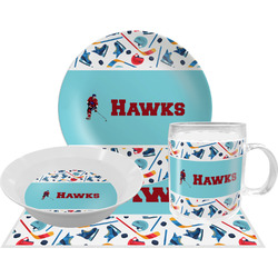 Hockey 2 Dinner Set - Single 4 Pc Setting w/ Name or Text