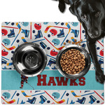 Hockey 2 Dog Food Mat - Large w/ Name or Text