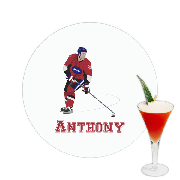 Custom Hockey 2 Printed Drink Topper -  2.5" (Personalized)