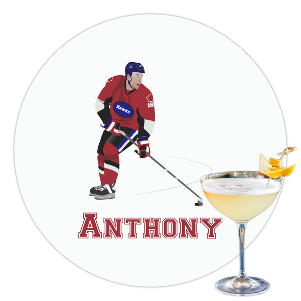 Custom Hockey 2 Printed Drink Topper - 3.5" (Personalized)