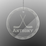 Hockey 2 Engraved Glass Ornament - Round (Personalized)