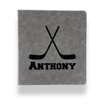 Hockey 2 Leather Binder - 1" - Grey (Personalized)