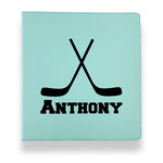 Hockey 2 Leather Binder - 1" - Teal (Personalized)