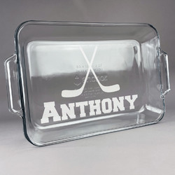 Hockey 2 Glass Baking Dish - 13in x 9in (Personalized)