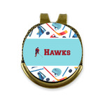 Hockey 2 Golf Ball Marker - Hat Clip - Gold