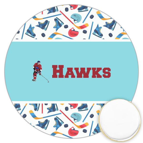 Custom Hockey 2 Printed Cookie Topper - 3.25" (Personalized)