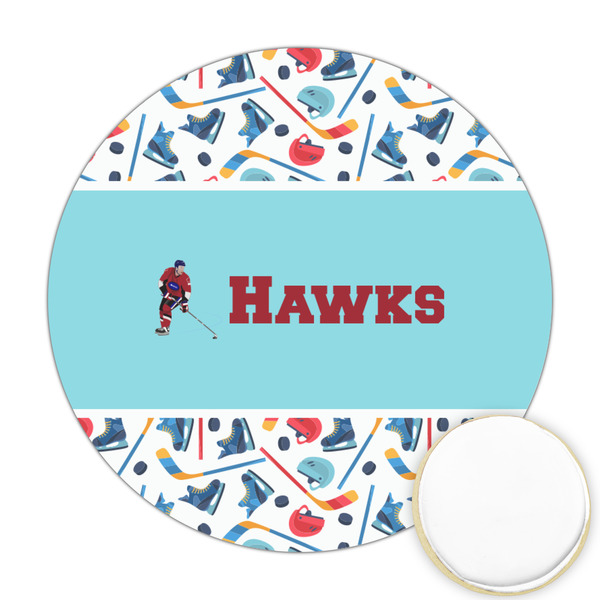 Custom Hockey 2 Printed Cookie Topper - Round (Personalized)