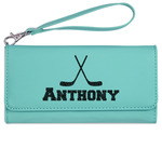 Hockey 2 Ladies Leatherette Wallet - Laser Engraved- Teal (Personalized)