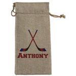 Hockey 2 Large Burlap Gift Bag - Front (Personalized)