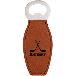 Hockey 2 Leatherette Bottle Opener - Double Sided (Personalized)