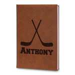 Hockey 2 Leatherette Journal - Large - Double Sided (Personalized)