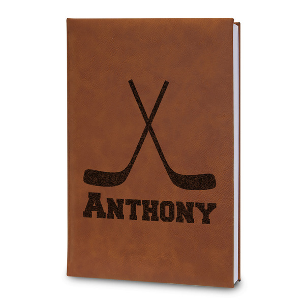 Custom Hockey 2 Leatherette Journal - Large - Double Sided (Personalized)