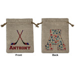 Hockey 2 Medium Burlap Gift Bag - Front & Back (Personalized)