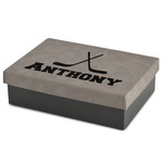 Hockey 2 Medium Gift Box w/ Engraved Leather Lid (Personalized)