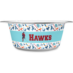 Hockey 2 Stainless Steel Dog Bowl - Medium (Personalized)