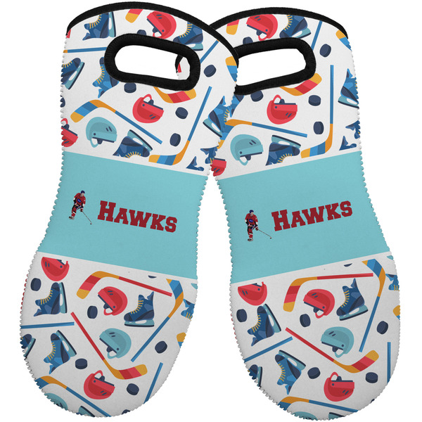 Custom Hockey 2 Neoprene Oven Mitts - Set of 2 w/ Name or Text