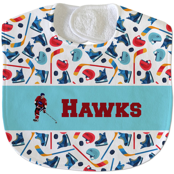 Custom Hockey 2 Velour Baby Bib w/ Name or Text