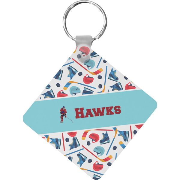 Custom Hockey 2 Diamond Plastic Keychain w/ Name or Text