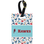 Hockey 2 Plastic Luggage Tag - Rectangular w/ Name or Text