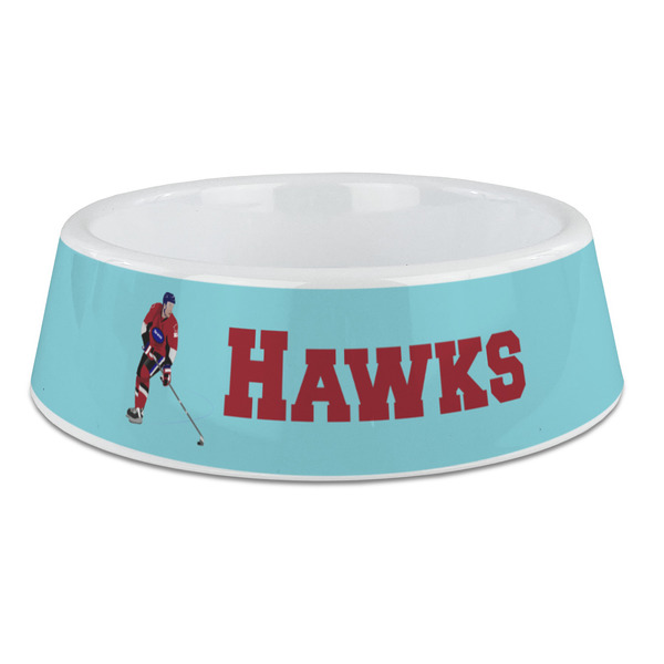 Custom Hockey 2 Plastic Dog Bowl - Large (Personalized)