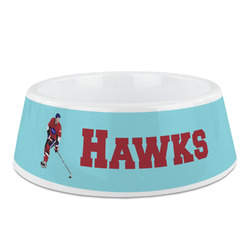 Hockey 2 Plastic Dog Bowl - Medium (Personalized)