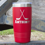 Hockey 2 20 oz Stainless Steel Tumbler - Red - Double Sided (Personalized)