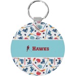 Hockey 2 Round Plastic Keychain (Personalized)