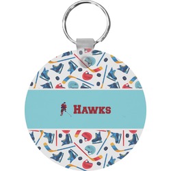 Hockey 2 Round Plastic Keychain (Personalized)