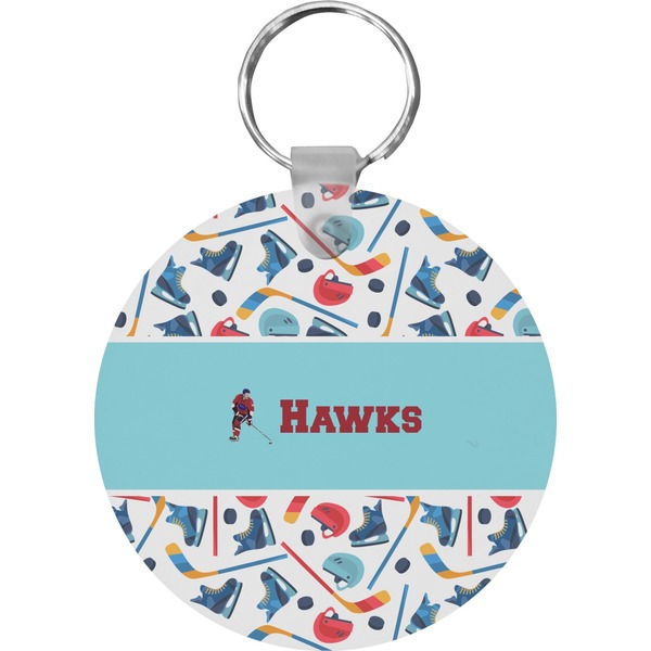 Custom Hockey 2 Round Plastic Keychain (Personalized)