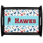 Hockey 2 Black Wooden Tray - Large (Personalized)