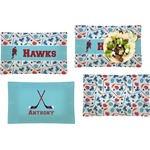 Hockey 2 Set of 4 Glass Rectangular Lunch / Dinner Plate (Personalized)