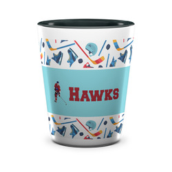 Hockey 2 Ceramic Shot Glass - 1.5 oz - Two Tone - Single (Personalized)