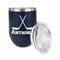 Hockey 2 Stainless Wine Tumblers - Navy - Double Sided - Alt View