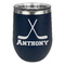 Hockey 2 Stainless Wine Tumblers - Navy - Double Sided - Front