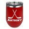 Hockey 2 Stainless Wine Tumblers - Red - Double Sided - Front