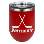 Hockey 2 Stemless Stainless Steel Wine Tumbler - Red - Single Sided (Personalized)