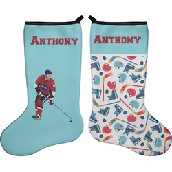 Hockey 2 Holiday Stocking - Double-Sided - Neoprene (Personalized)