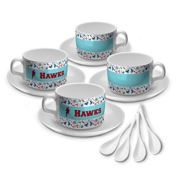 Custom Hockey 2 Tea Cup - Set of 4 (Personalized)