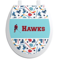 Hockey 2 Toilet Seat Decal - Round (Personalized)