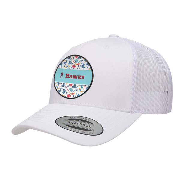 Custom Hockey 2 Trucker Hat - White (Personalized)