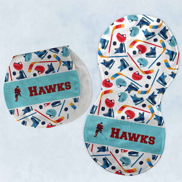 Custom Hockey 2 Burp Pads - Velour - Set of 2 w/ Name or Text