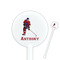 Hockey 2 White Plastic 5.5" Stir Stick - Round - Closeup