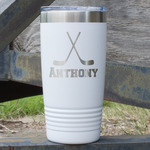 Hockey 2 20 oz Stainless Steel Tumbler - White - Double Sided (Personalized)