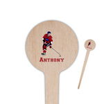 Hockey 2 4" Round Wooden Food Picks - Single Sided (Personalized)