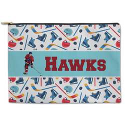 Hockey 2 Zipper Pouch - Large - 12.5"x8.5" (Personalized)