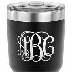 Interlocking Monogram 30 oz Stainless Steel Tumbler - Black - Single Sided (Personalized)