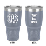 Interlocking Monogram 30 oz Stainless Steel Tumbler - Grey - Double-Sided (Personalized)