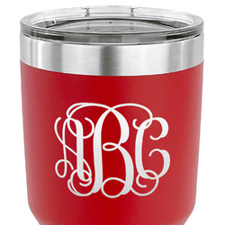 Interlocking Monogram 30 oz Stainless Steel Tumbler - Red - Double Sided (Personalized)